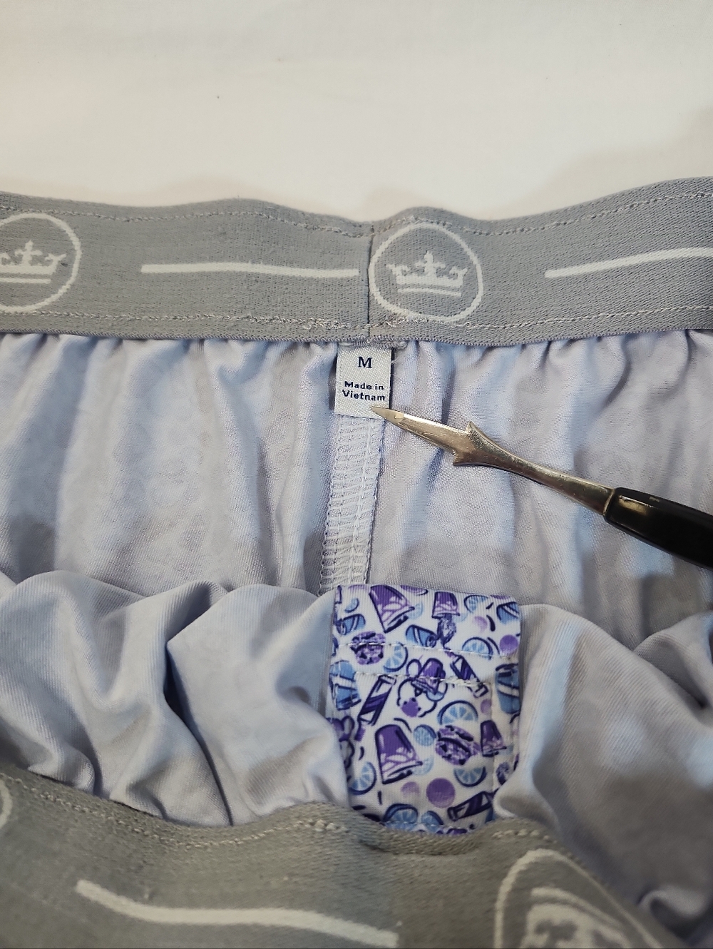 Men's Peter Millar Sleep Shorts Blue purple allover Print Loungewear size M - Picture 4 of 5